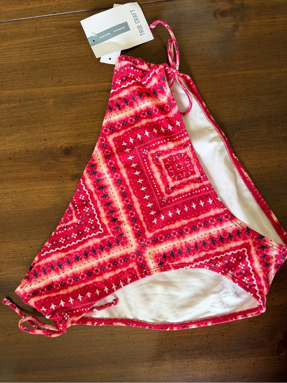 True Craft Scarlet Bandana-Print Bikini Bottoms with Side Ties